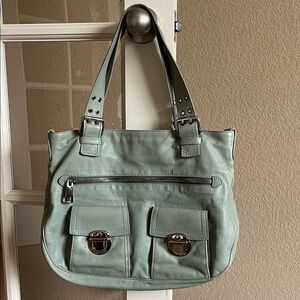 Marc Jacobs Mint Green Leather Tote Bag